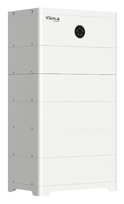 SolaX HS51 battery: a white floor-standing tower of stacked battery modules with a round status light on the top unit