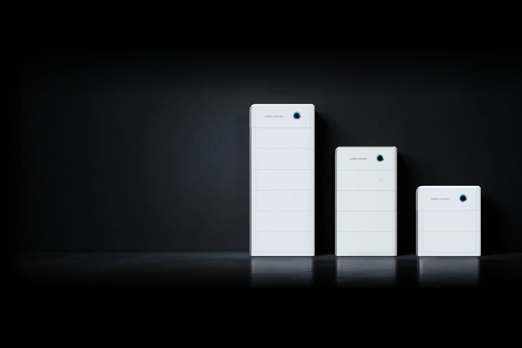 Three Sigenergy home battery units in increasing sizes