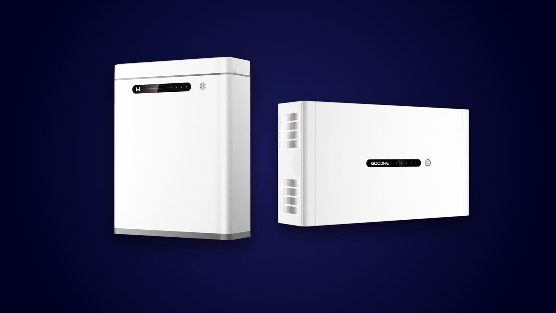 GoodWe low-voltage and high-voltage home batteries side by side