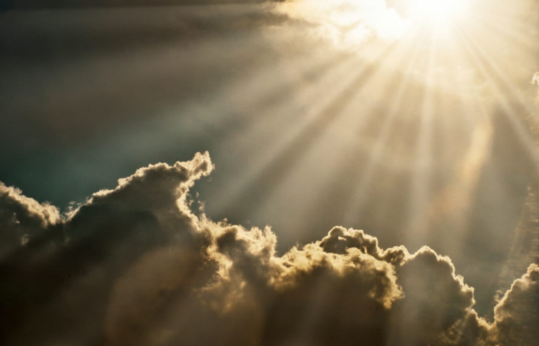 Sunbeams breaking through clouds
