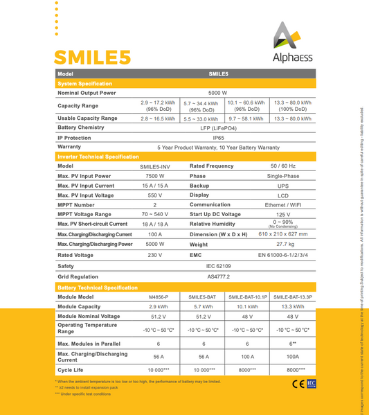 AlphaESS Smile5 10.1kWh Battery