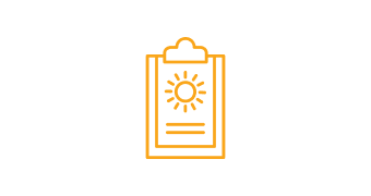 Solar and clipboard icon to demonstrate a solar install consultation