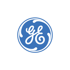 Blue GE (General Electric) logotype in a blue circle.