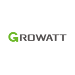 Growatt logotype in grey, except for the letter 'G' that is in a mid green.