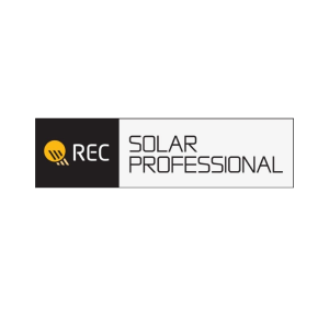 REC Logo, alongside the words 'solar professional' in yellow, black and white.