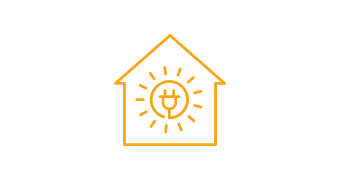 Solar powering a home icon
