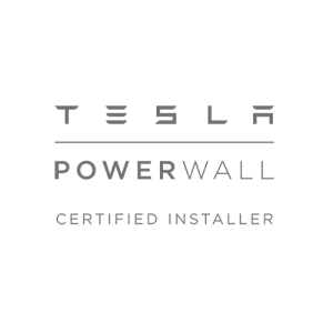 Tesla Powerwall logo, sitting atop the words 'certified installer' in grey on a white background.